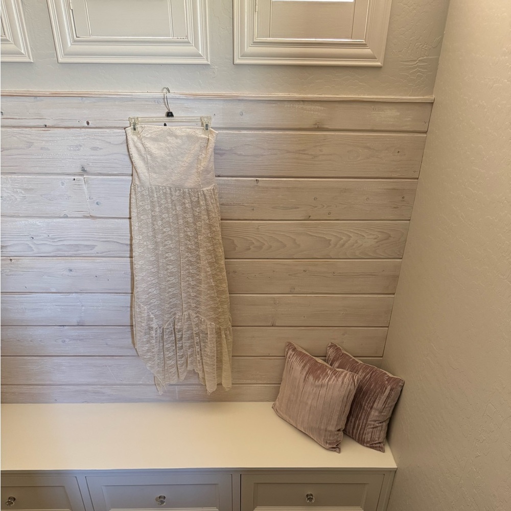 Altar’d State White Lace Strapless Dress